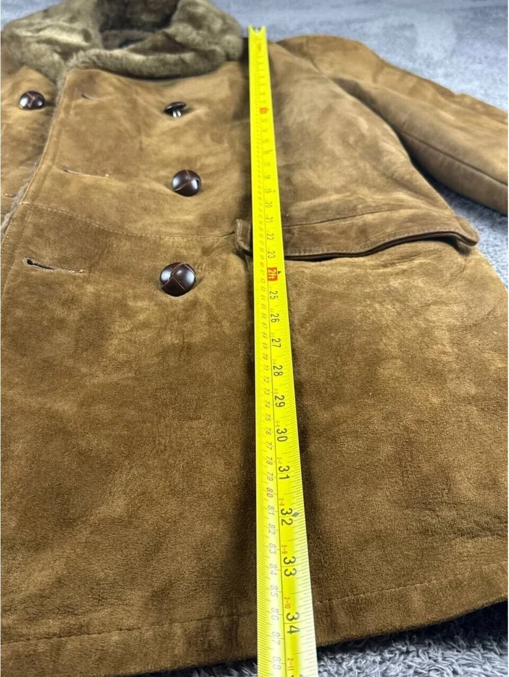 Vintage Lakeland Shearling Leather Coat Mens 42 Brown Fur Lined Jacket